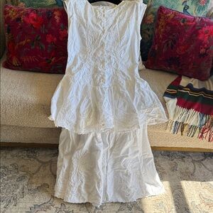 1980s René Derhy white embroidered cotton dress Vintage  oversized embroideries